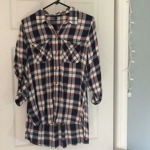 Red White & Blue button down flannel